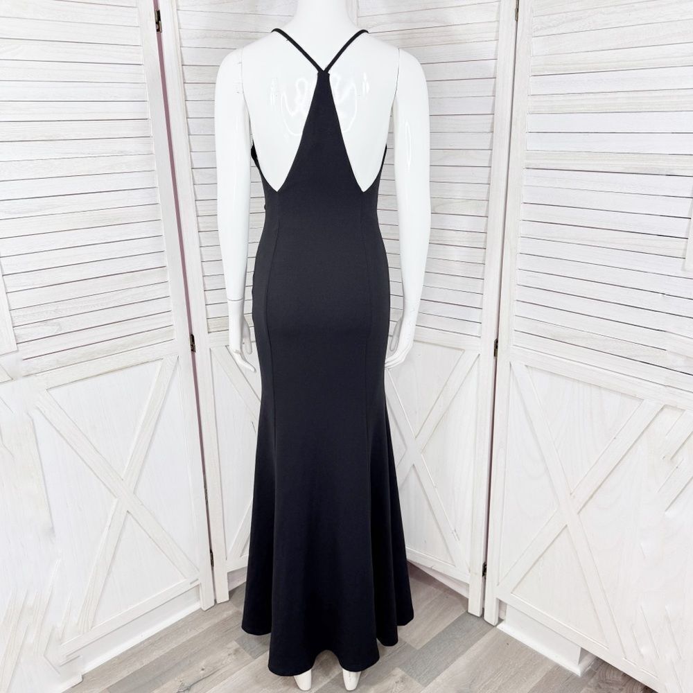 Lulus Amelia Plunge Neck Racerback Sleeveless Maxi Dress Evening Gown Black XS‎ - Picture 4 of 14